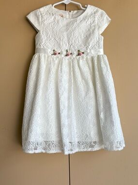 Purple Rose  girls white lace dress